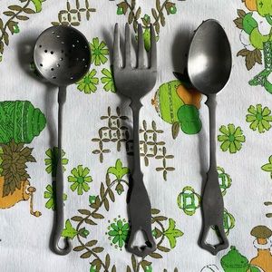 VINTAGE German pewter serving utensils, set of 3